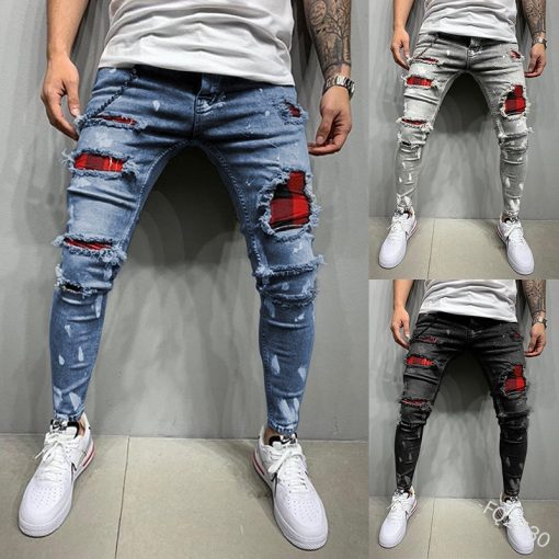Men's Embroidery Badges Ripped Jeans 5