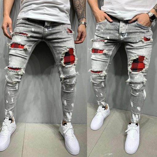 Men's Embroidery Badges Ripped Jeans 3