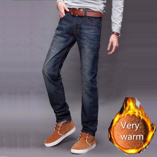 New Blue Men's Warm Slim Fit Jeans 1