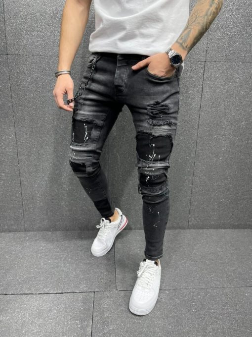 Men's Frayed Skinny Jeans 1